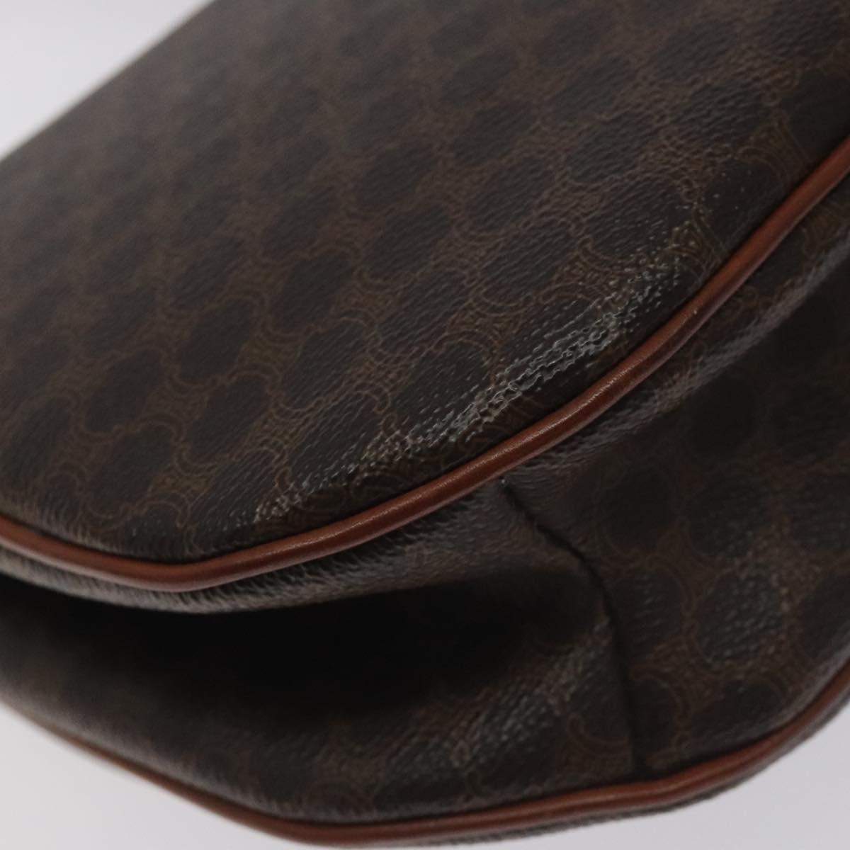 CELINE Macadam Canvas Hand Bag PVC Leather Brown Gold Auth 130918