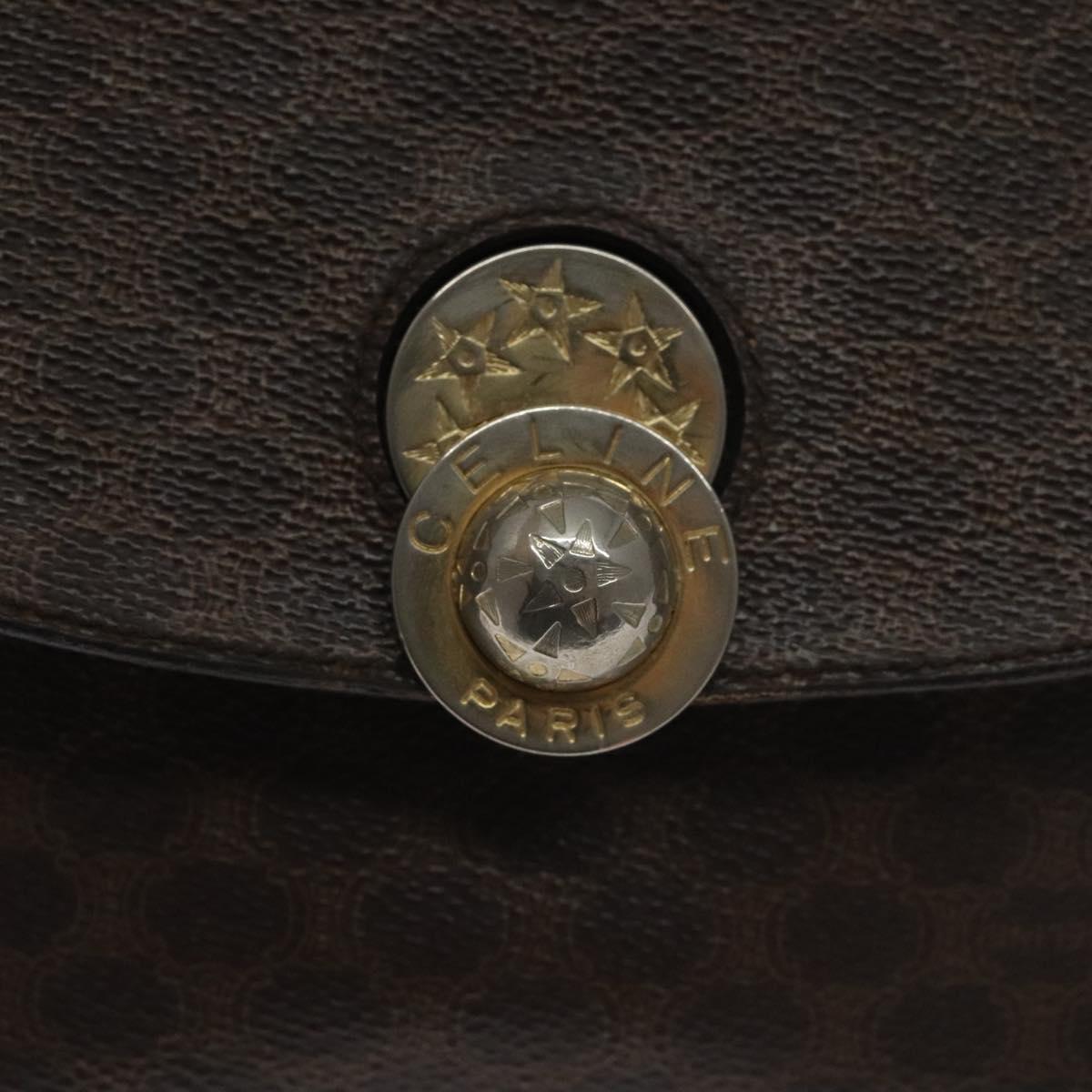 CELINE Macadam Canvas Hand Bag PVC Leather Brown Gold Auth 130918