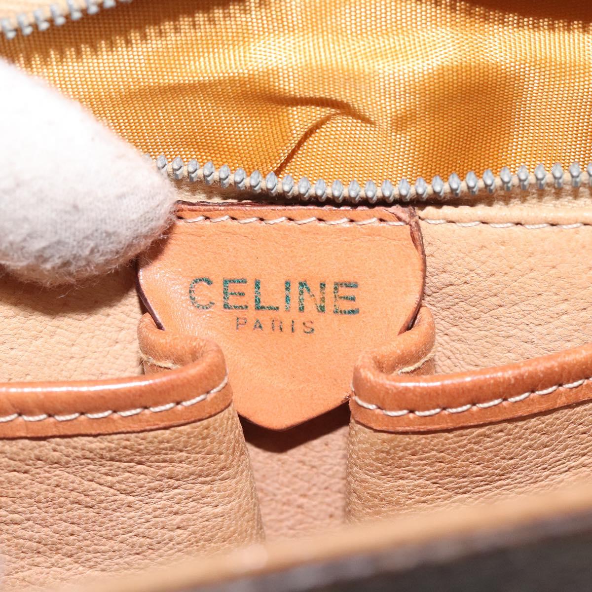 CELINE Macadam Canvas Hand Bag PVC Leather Brown Gold Auth 130918