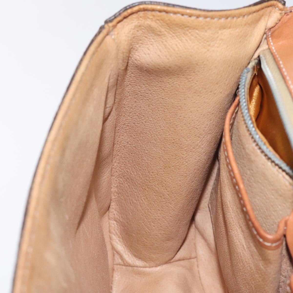 CELINE Macadam Canvas Hand Bag PVC Leather Brown Gold Auth 130918