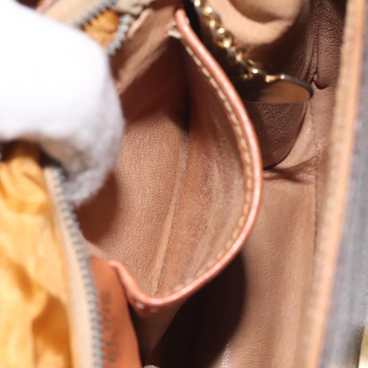 CELINE Macadam Canvas Hand Bag PVC Leather Brown Gold Auth 130918