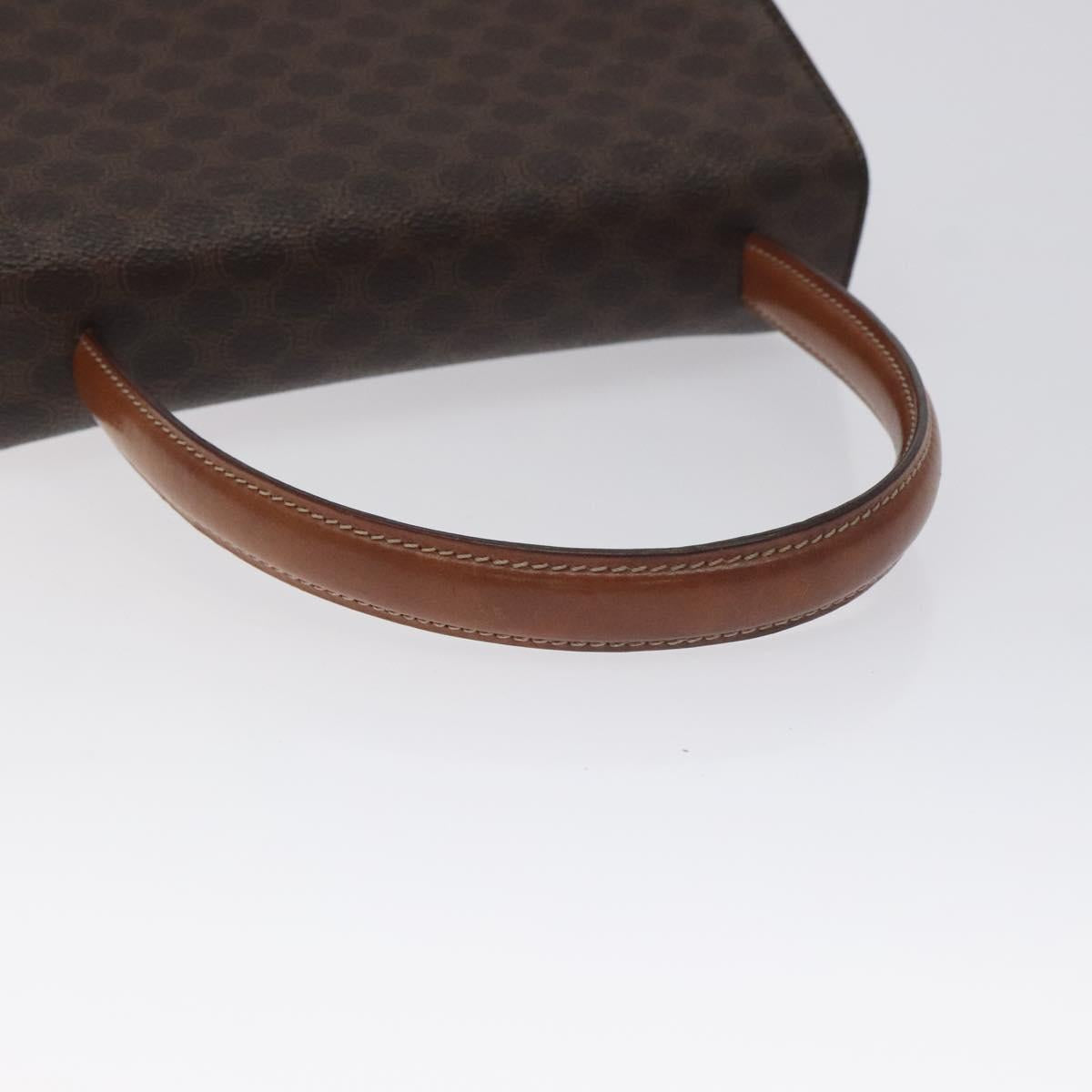 CELINE Macadam Canvas Hand Bag PVC Leather Brown Gold Auth 130918