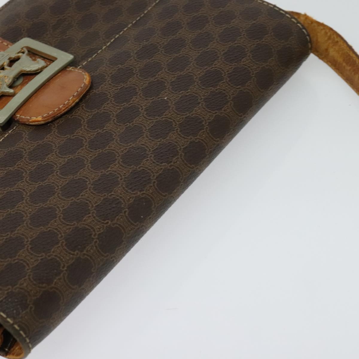 CELINE Macadam Canvas Shoulder Bag PVC Leather Brown Auth 130919