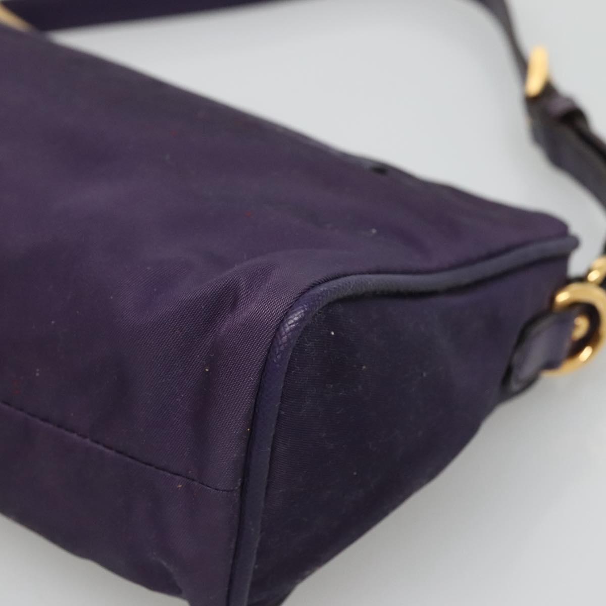 PRADA Shoulder Bag Nylon Purple Gold Auth 130933