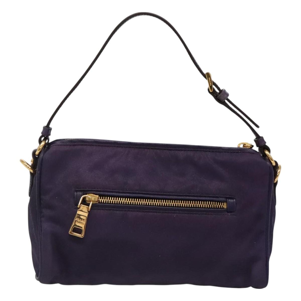 PRADA Shoulder Bag Nylon Purple Gold Auth 130933