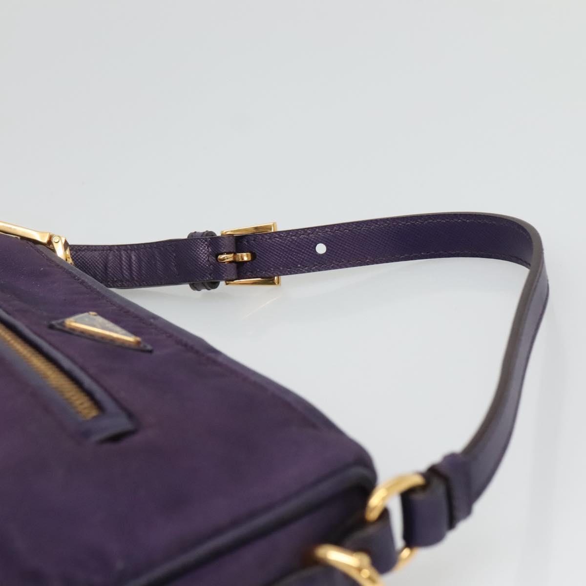PRADA Shoulder Bag Nylon Purple Gold Auth 130933