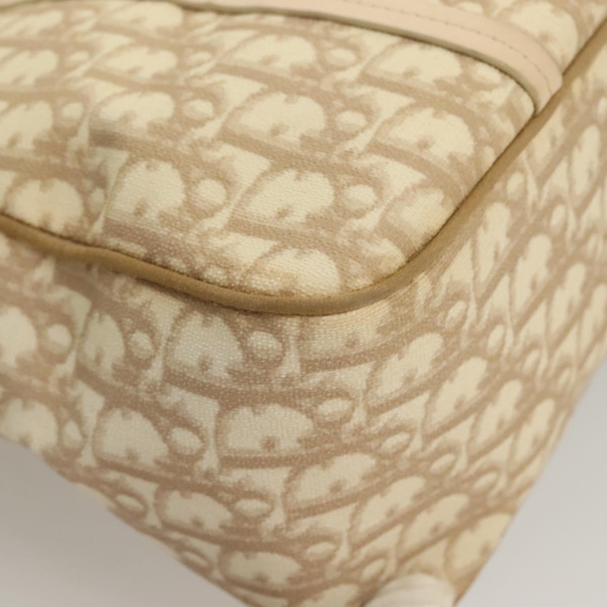 Christian Dior Trotter Canvas Romantic Tote Bag PVC Beige Silver Auth 130958