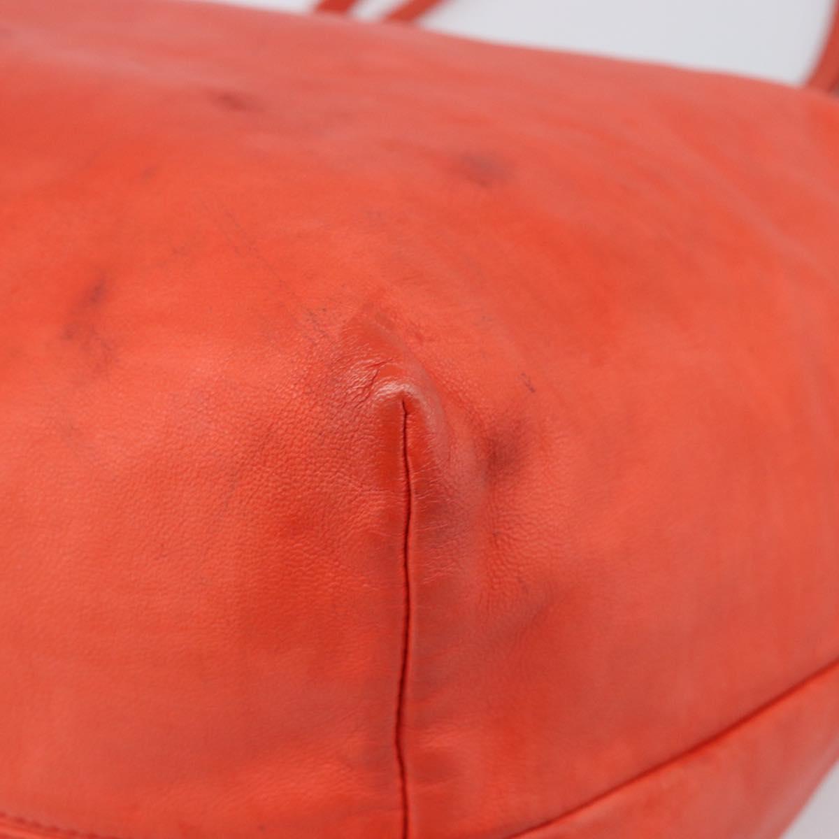 LOEWE Anagram Tote Bag Leather Orange Gold Auth 130963