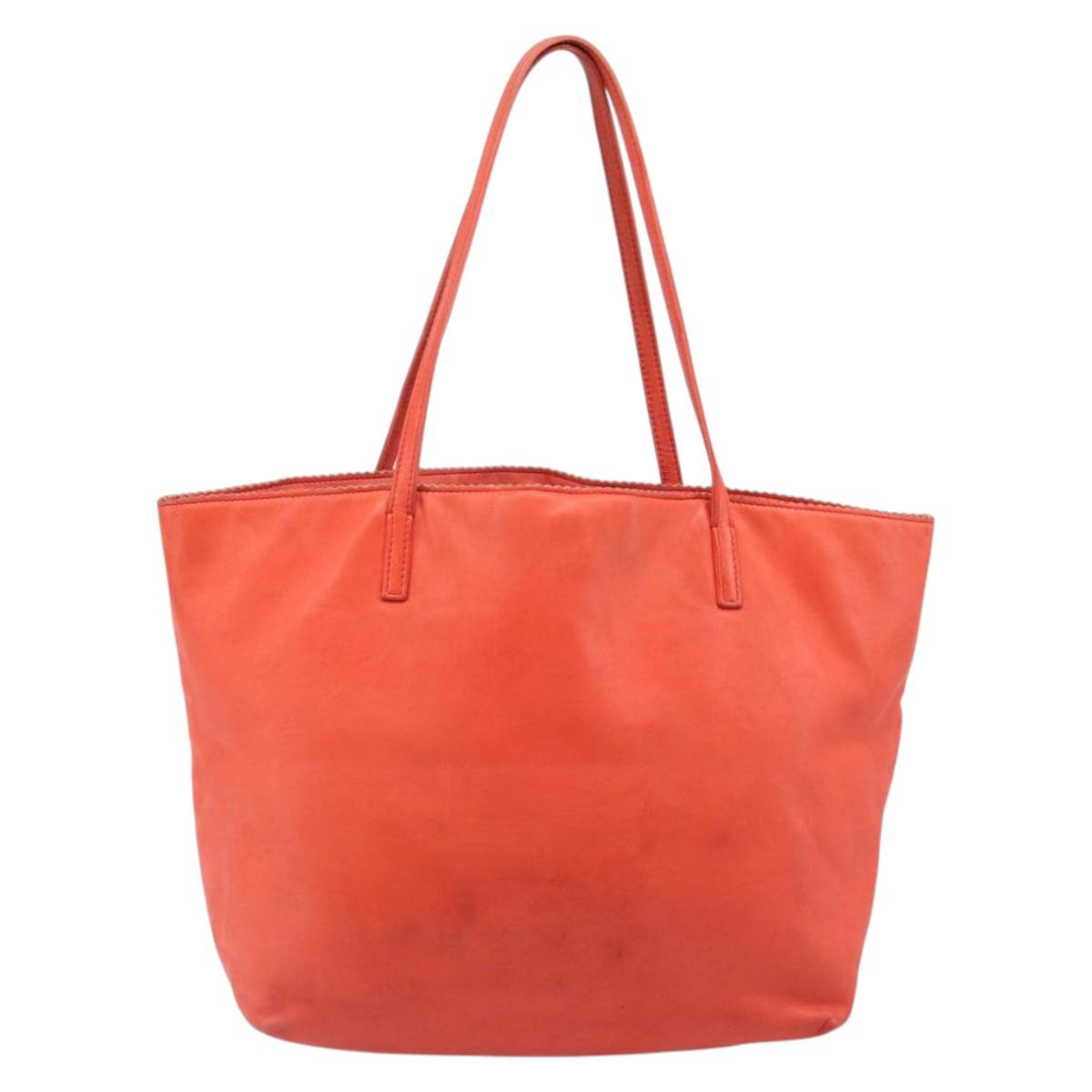 LOEWE Anagram Tote Bag Leather Orange Gold Auth 130963
