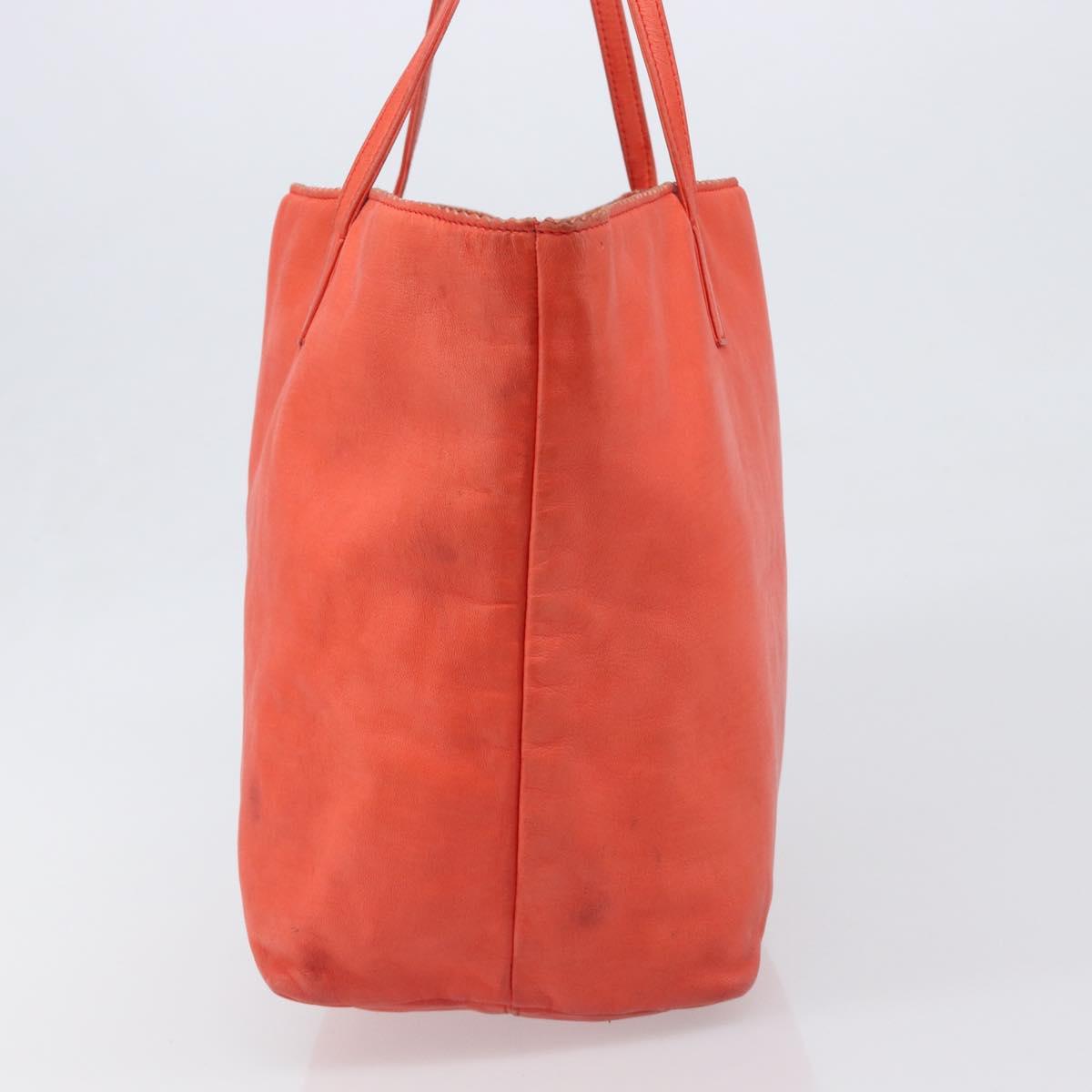 LOEWE Anagram Tote Bag Leather Orange Gold Auth 130963