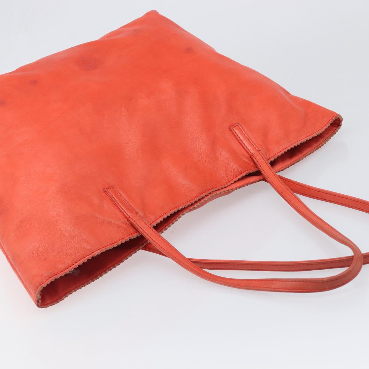 LOEWE Anagram Tote Bag Leather Orange Gold Auth 130963