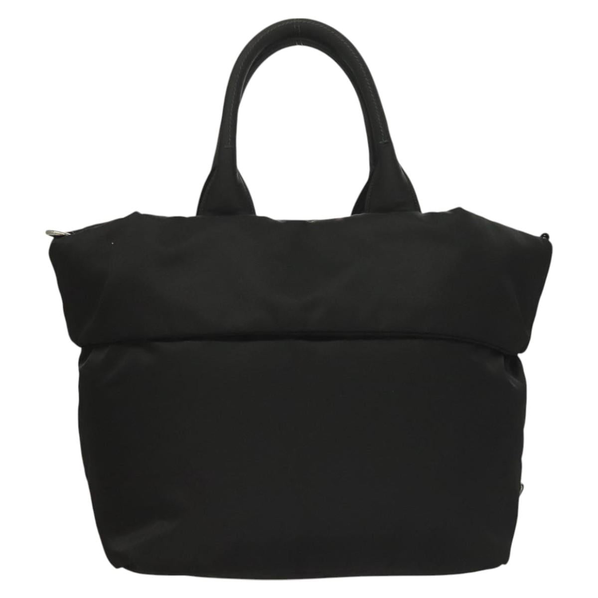 PRADA Hand Bag Nylon Black Silver Auth 130993