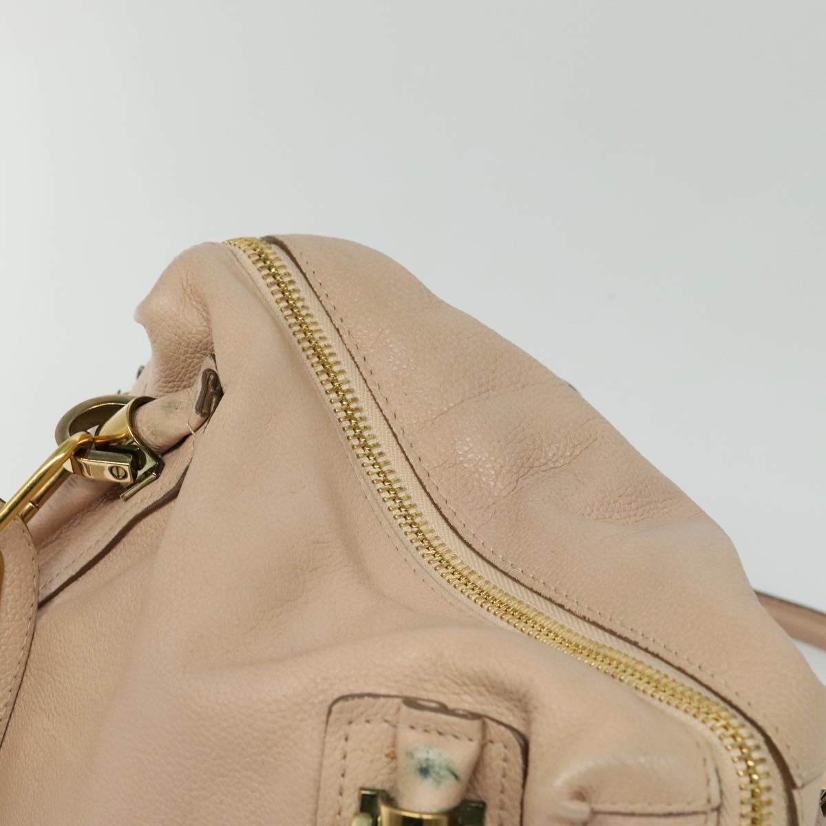 Chloe Paraty Hand Bag Leather 2way Beige Gold Auth 131001