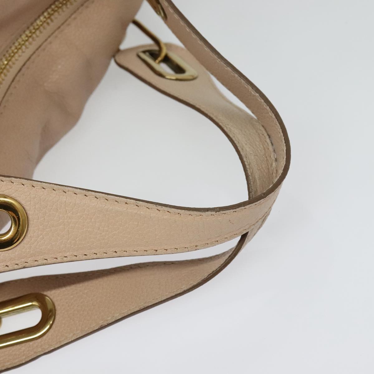Chloe Paraty Hand Bag Leather 2way Beige Gold Auth 131001