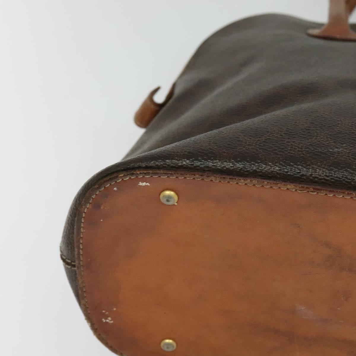 CELINE Macadam Canvas Hand Bag PVC Leather 2way Brown Gold Auth 131004