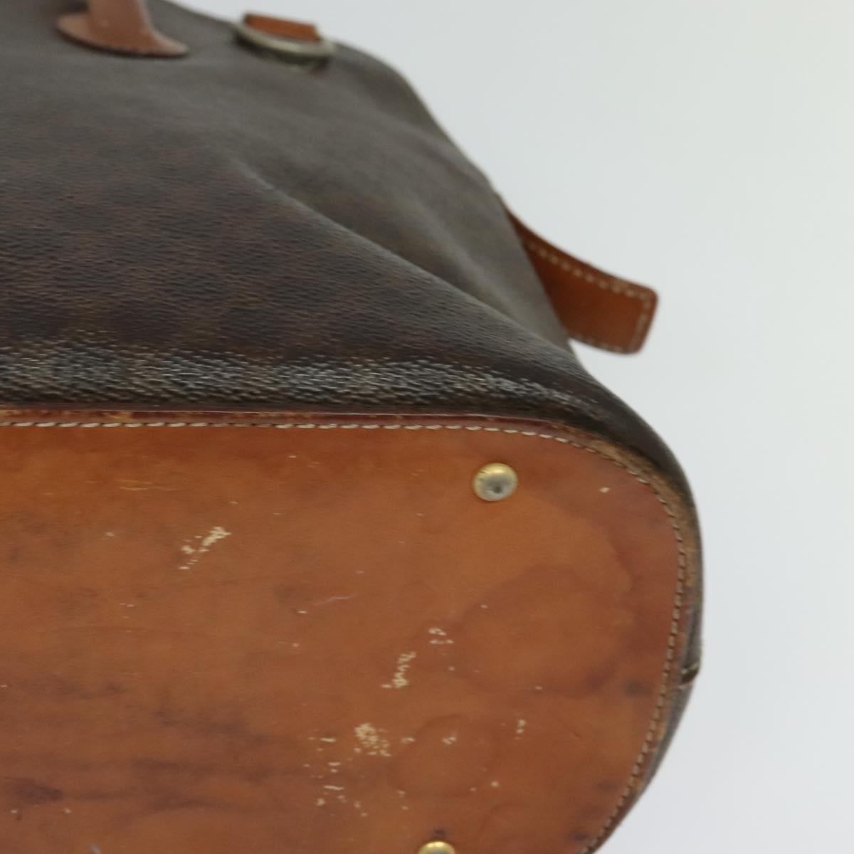 CELINE Macadam Canvas Hand Bag PVC Leather 2way Brown Gold Auth 131004