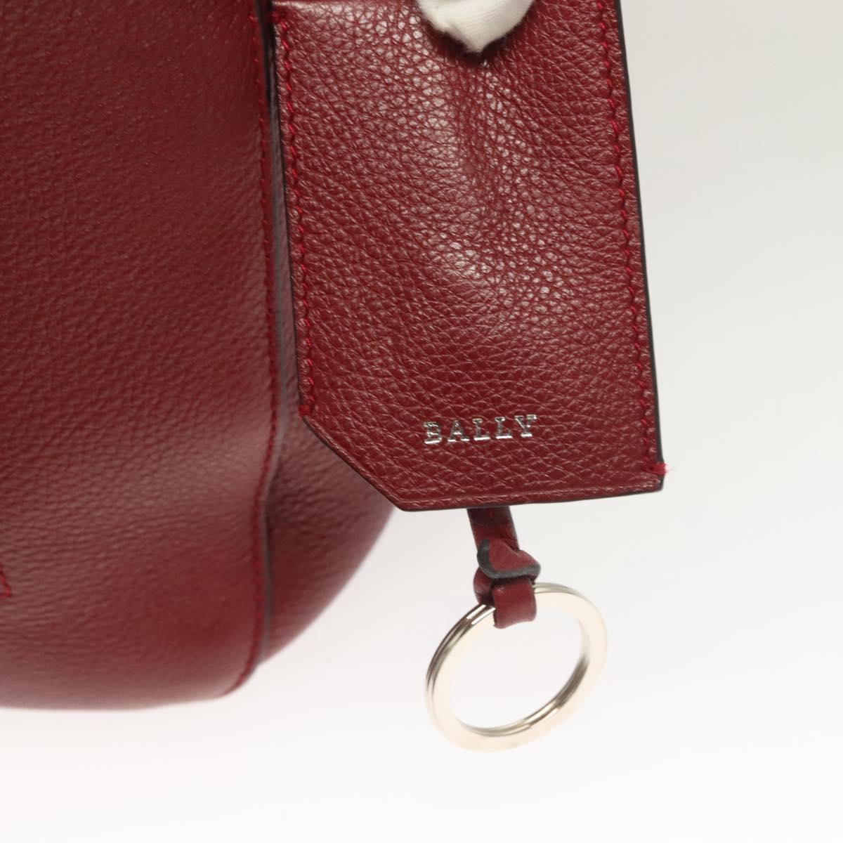 BALLY Shoulder Bag Leather 2way Red Silver Auth 131007
