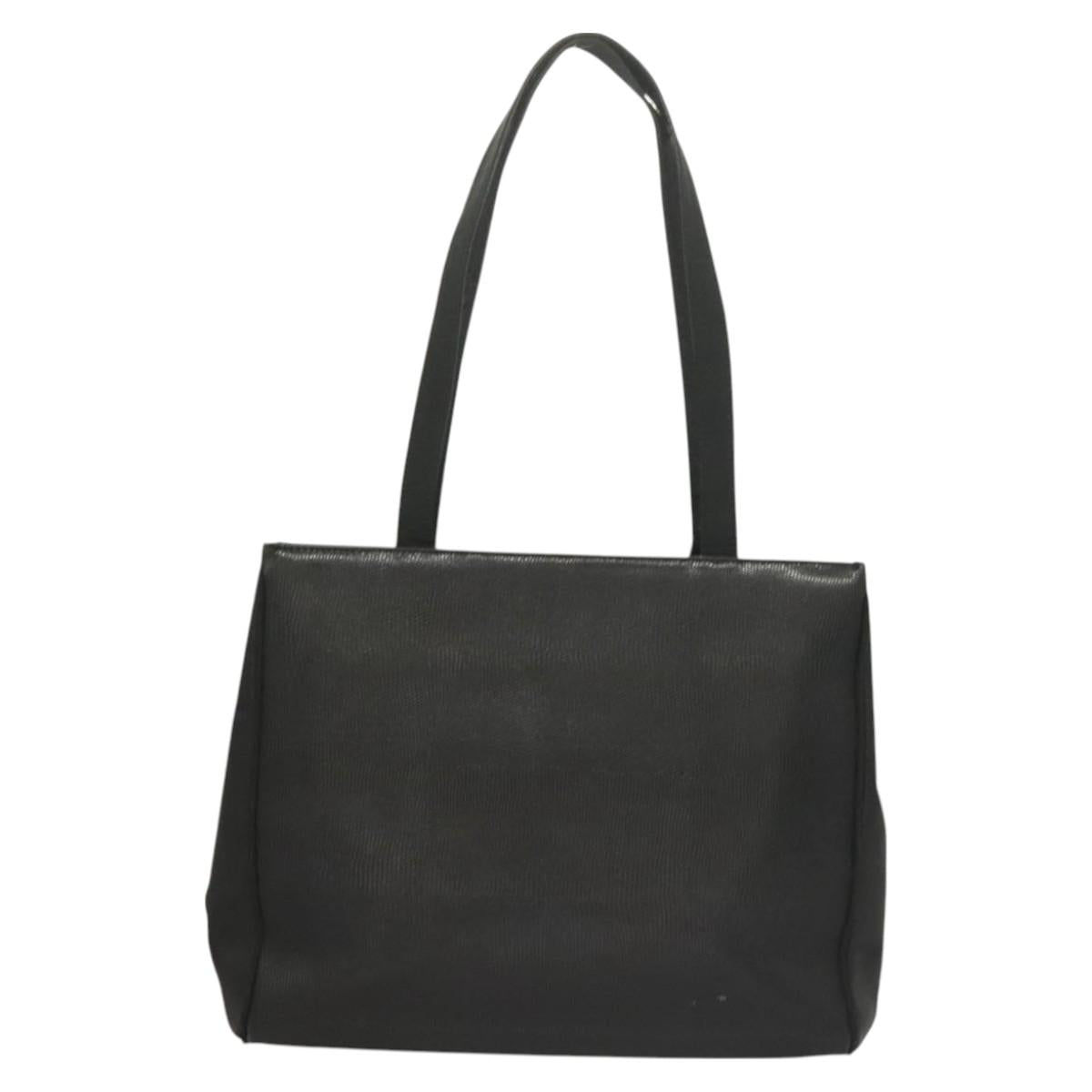 Salvatore Ferragamo Vala Tote Bag Leather Black Gold Auth 131008