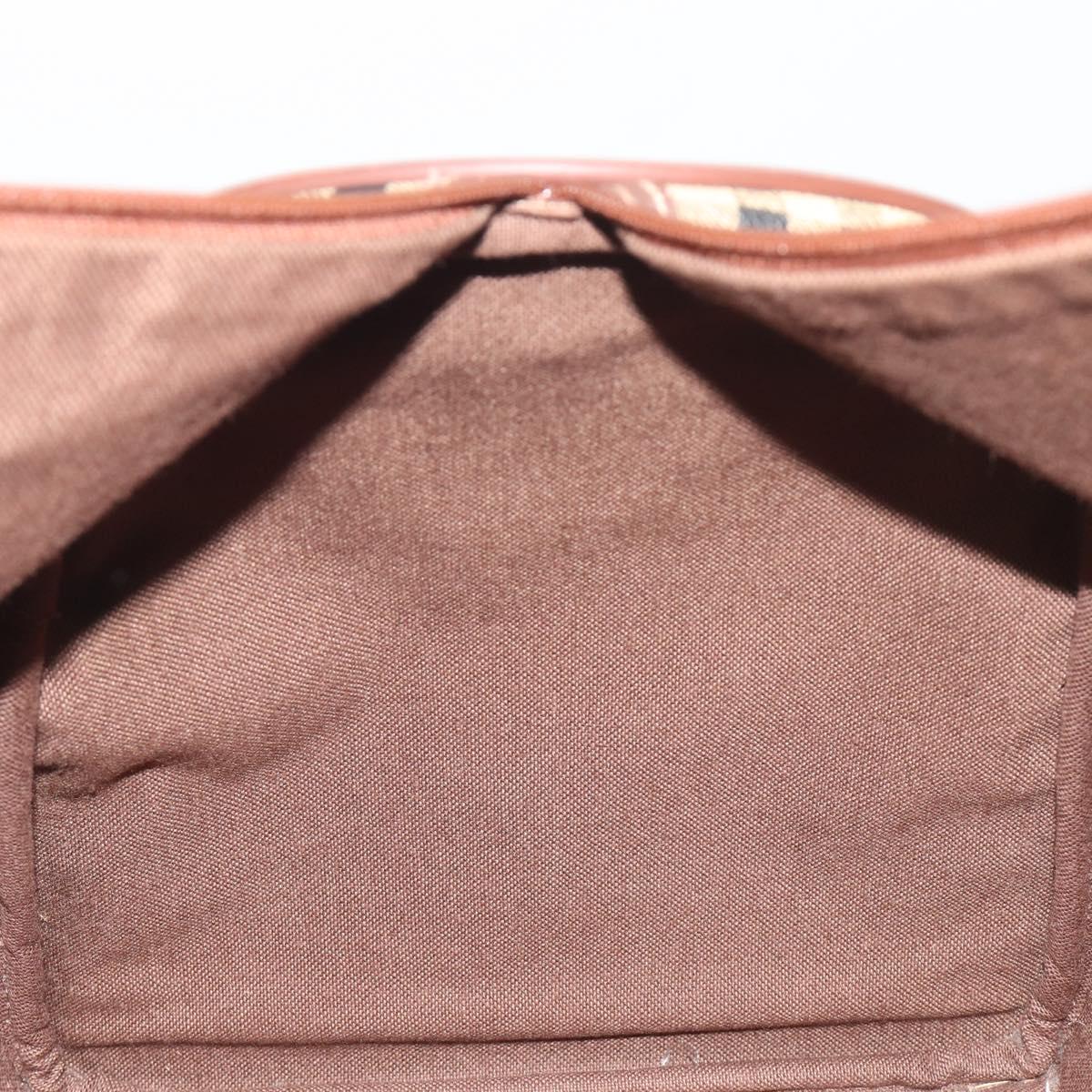 Burberrys Nova Check Boston Bag PVC Leather 2way Beige Gold Auth 131032