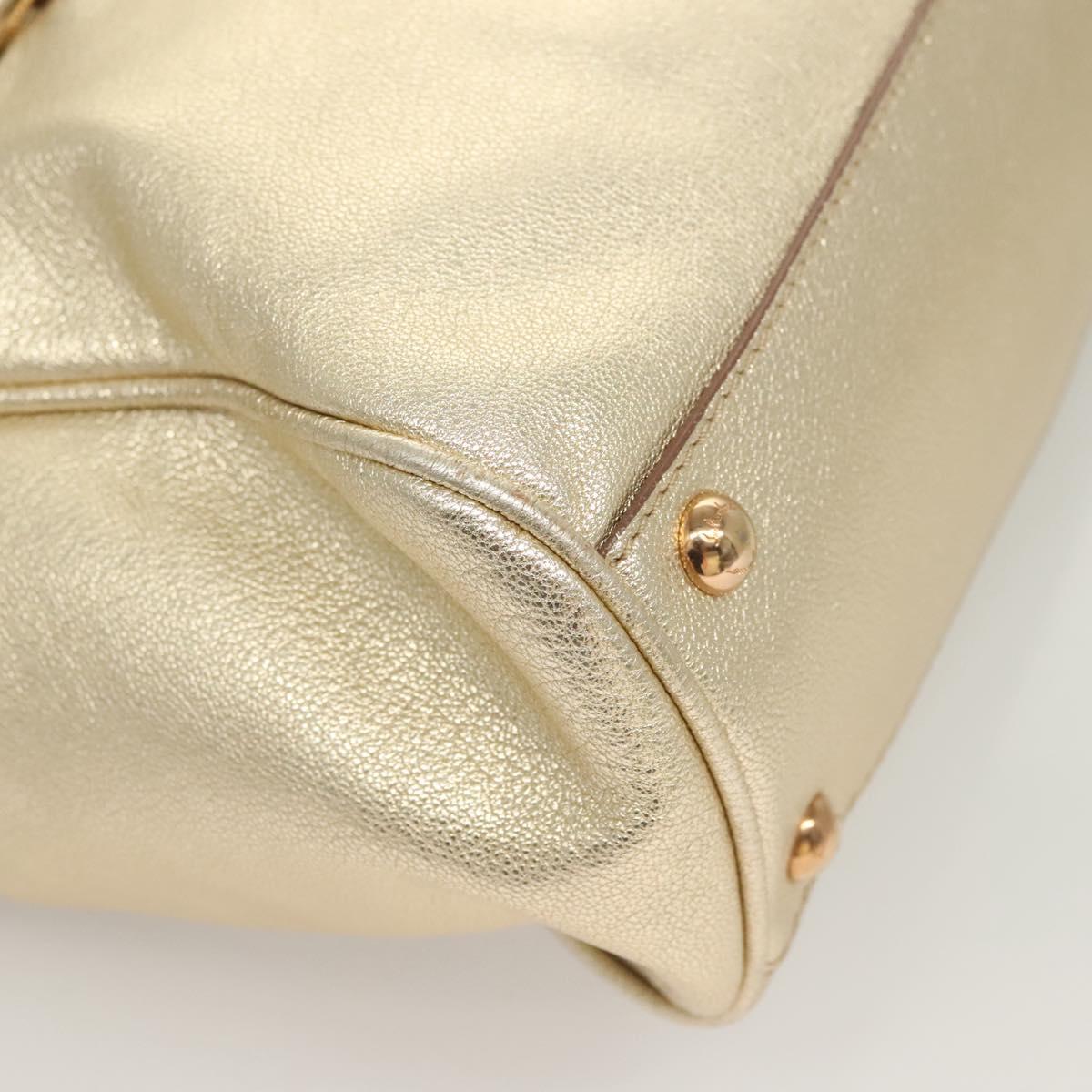 Salvatore Ferragamo Gancini Tote Bag Leather Gold Tone Gold Auth 131050