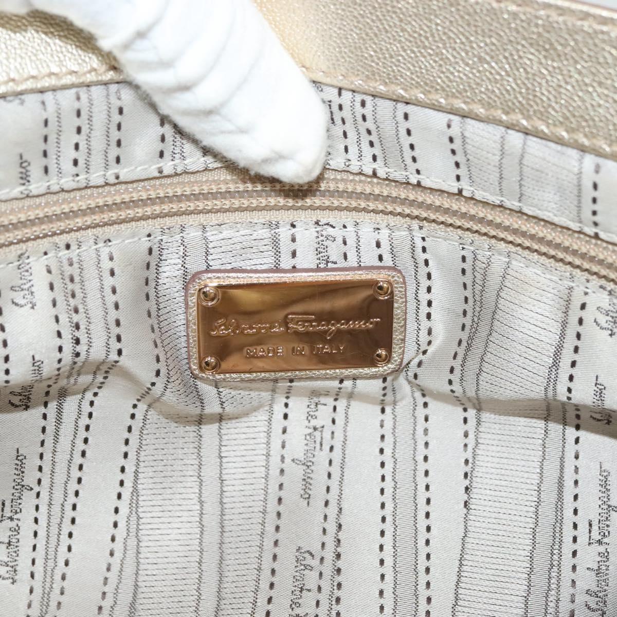 Salvatore Ferragamo Gancini Tote Bag Leather Gold Tone Gold Auth 131050