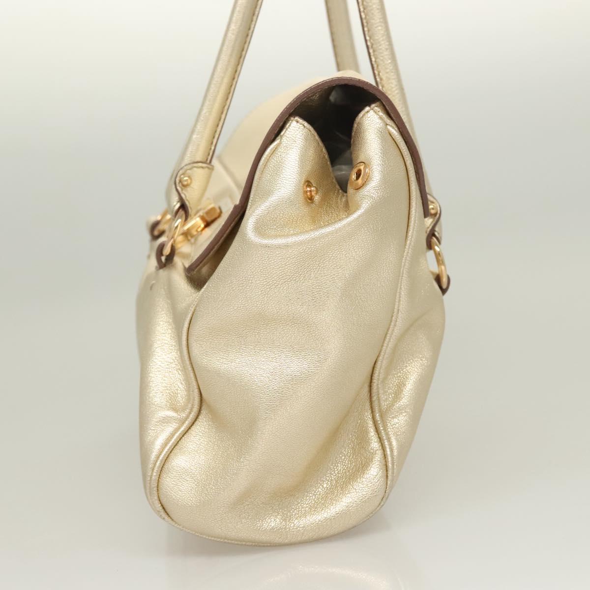 Salvatore Ferragamo Gancini Tote Bag Leather Gold Tone Gold Auth 131050
