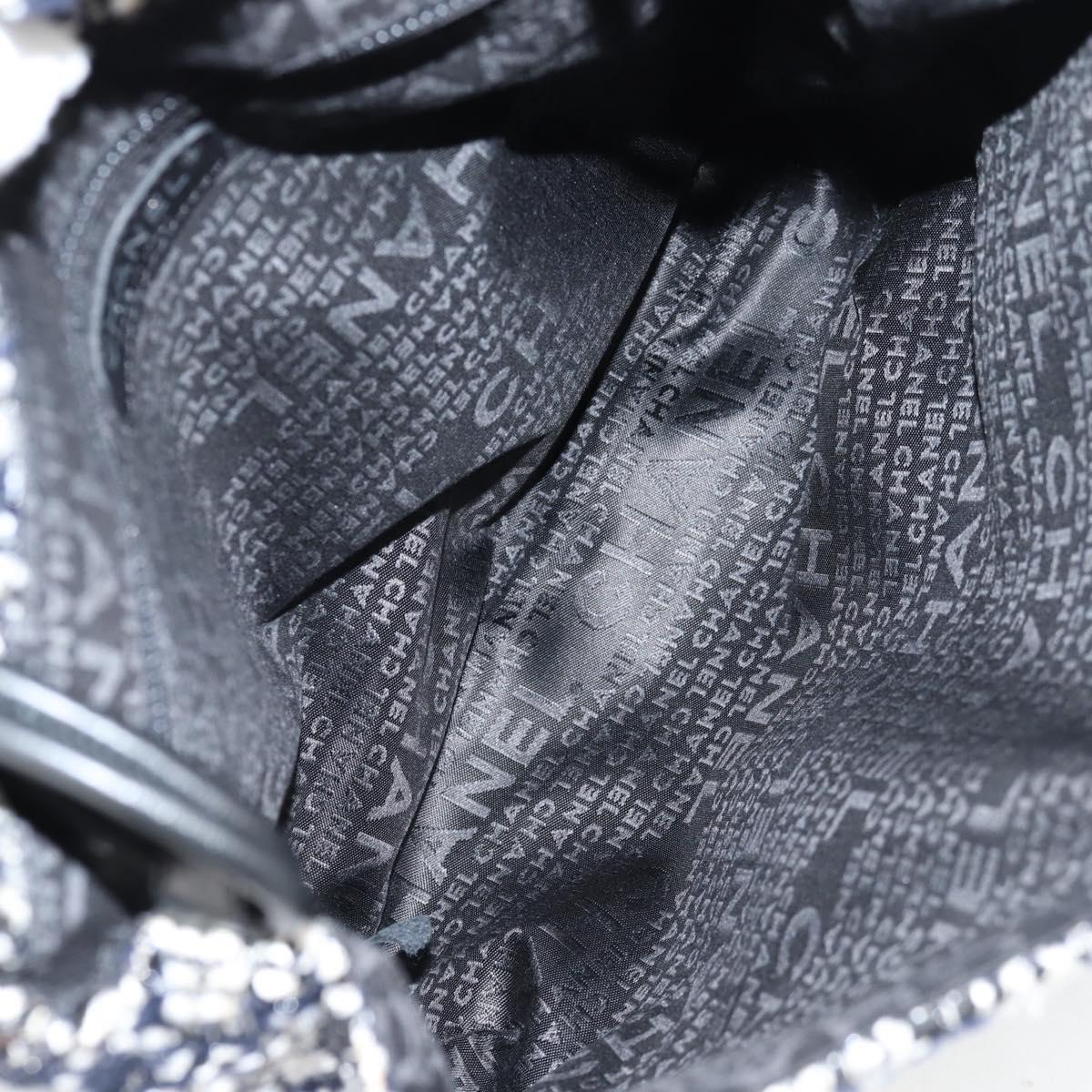 CHANEL Chain Shoulder Bag Tweed Black Silver CC Auth 131083SM