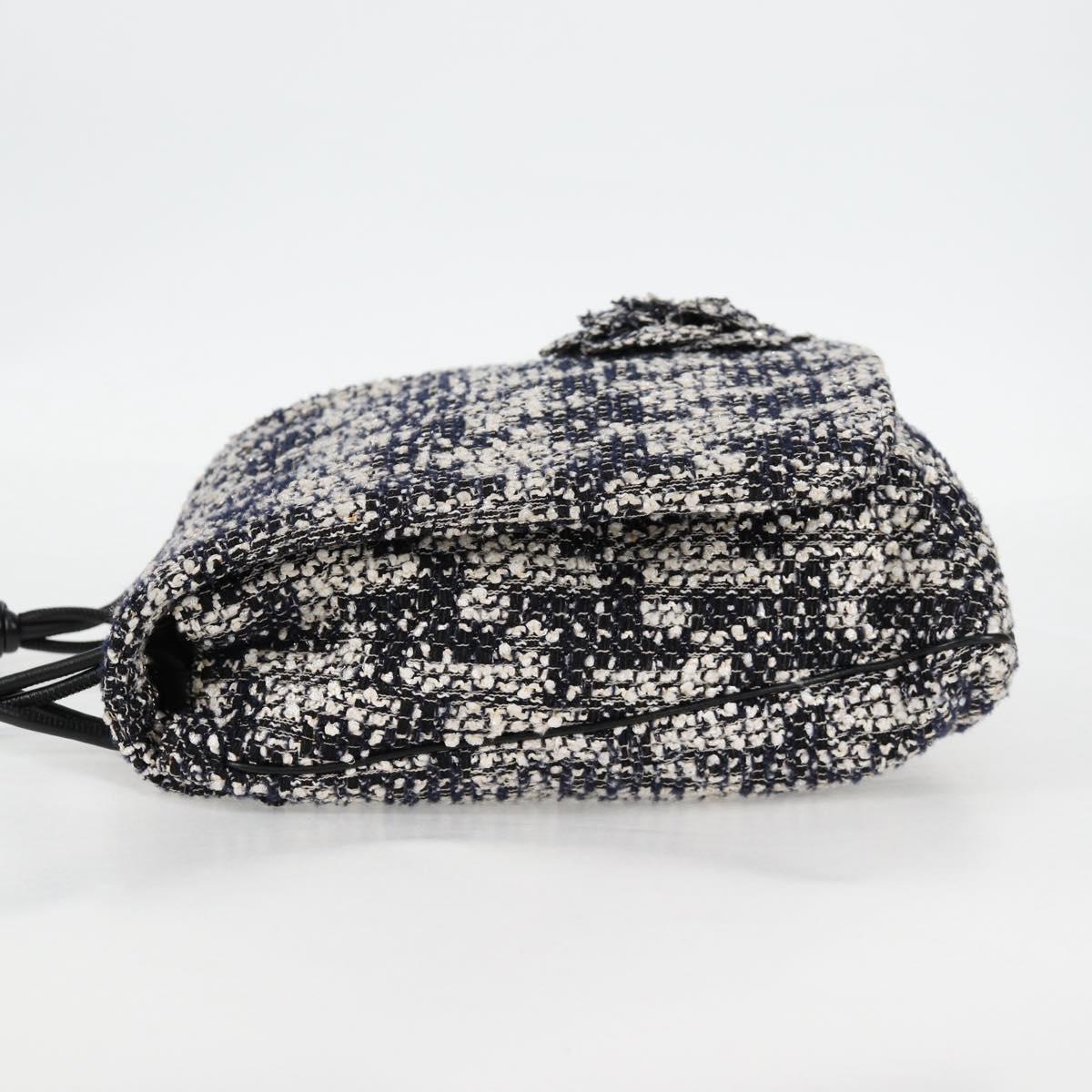 CHANEL Chain Shoulder Bag Tweed Black Silver CC Auth 131083SM