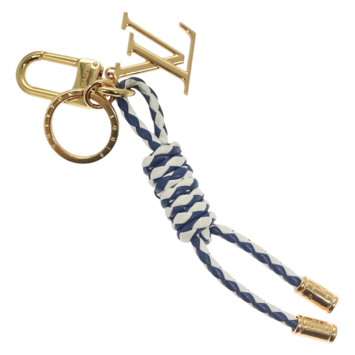 LOUIS VUITTON Nautical Knots Charm Leather Blue White gold M01816 LV Auth 131098