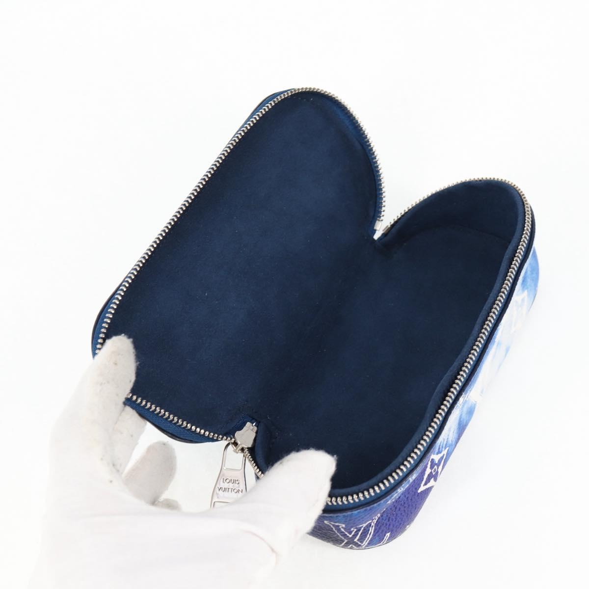 LOUIS VUITTON Bandana Etui Lunet GM Glasses Case Blue GI0764 Auth 131099M