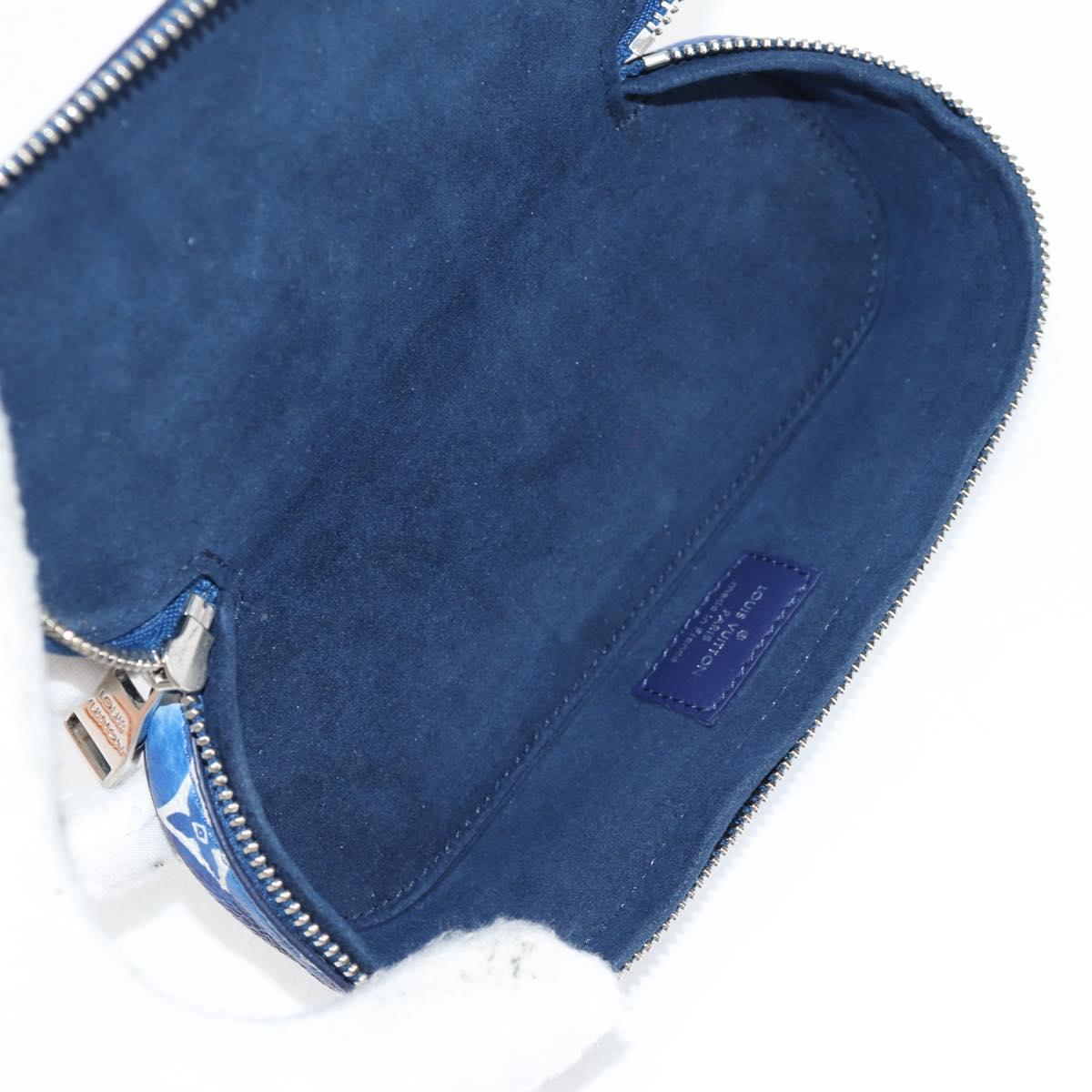 LOUIS VUITTON Bandana Etui Lunet GM Glasses Case Blue GI0764 Auth 131099M