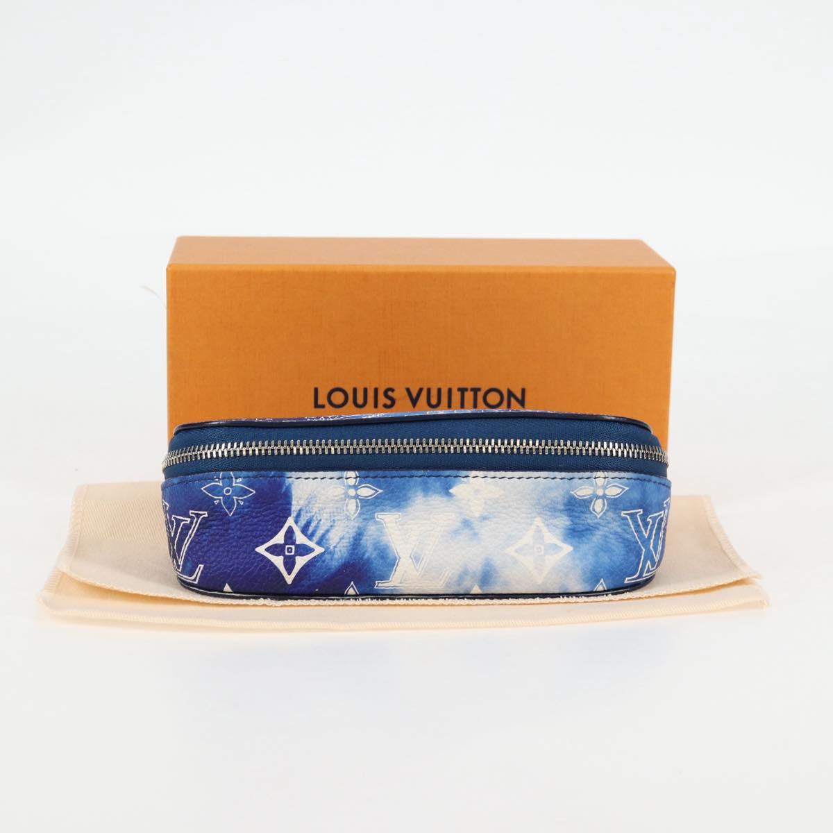 LOUIS VUITTON Bandana Etui Lunet GM Glasses Case Blue GI0764 Auth 131099SAM