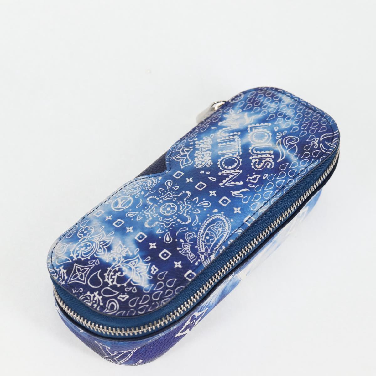 LOUIS VUITTON Bandana Etui Lunet GM Glasses Case Blue GI0764 Auth 131099M