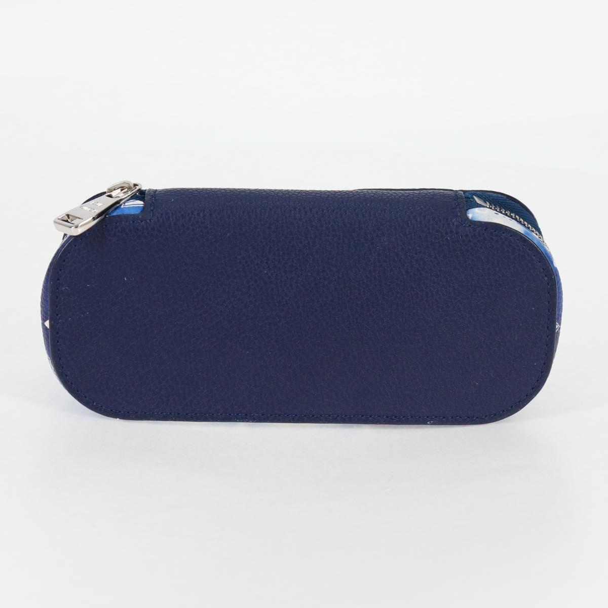 LOUIS VUITTON Bandana Etui Lunet GM Glasses Case Blue GI0764 Auth 131099M