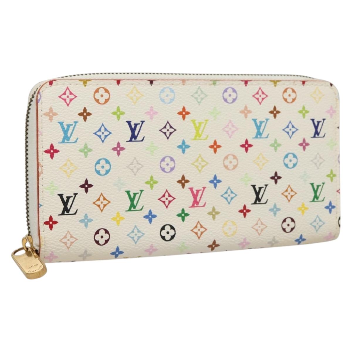 LOUIS VUITTON Monogram Multicolor Zippy Wallet White M60241 LV Auth 131100