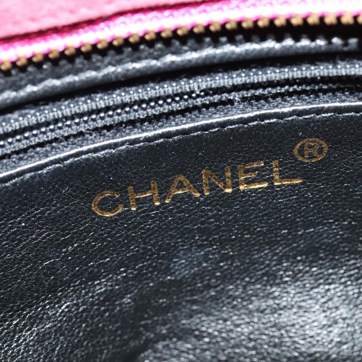 CHANEL Shoulder Bag Suede Pink Gold CC Auth 131120