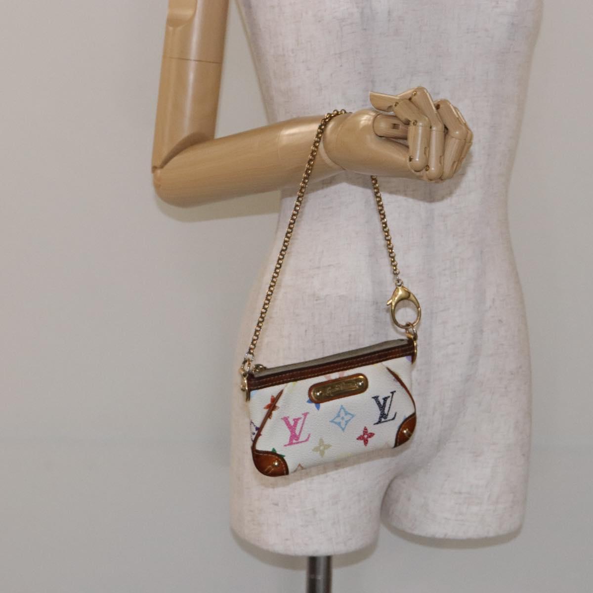 LOUIS VUITTON Multicolor Pochette Mira PM Hand Bag White M60096 LV Auth 131122
