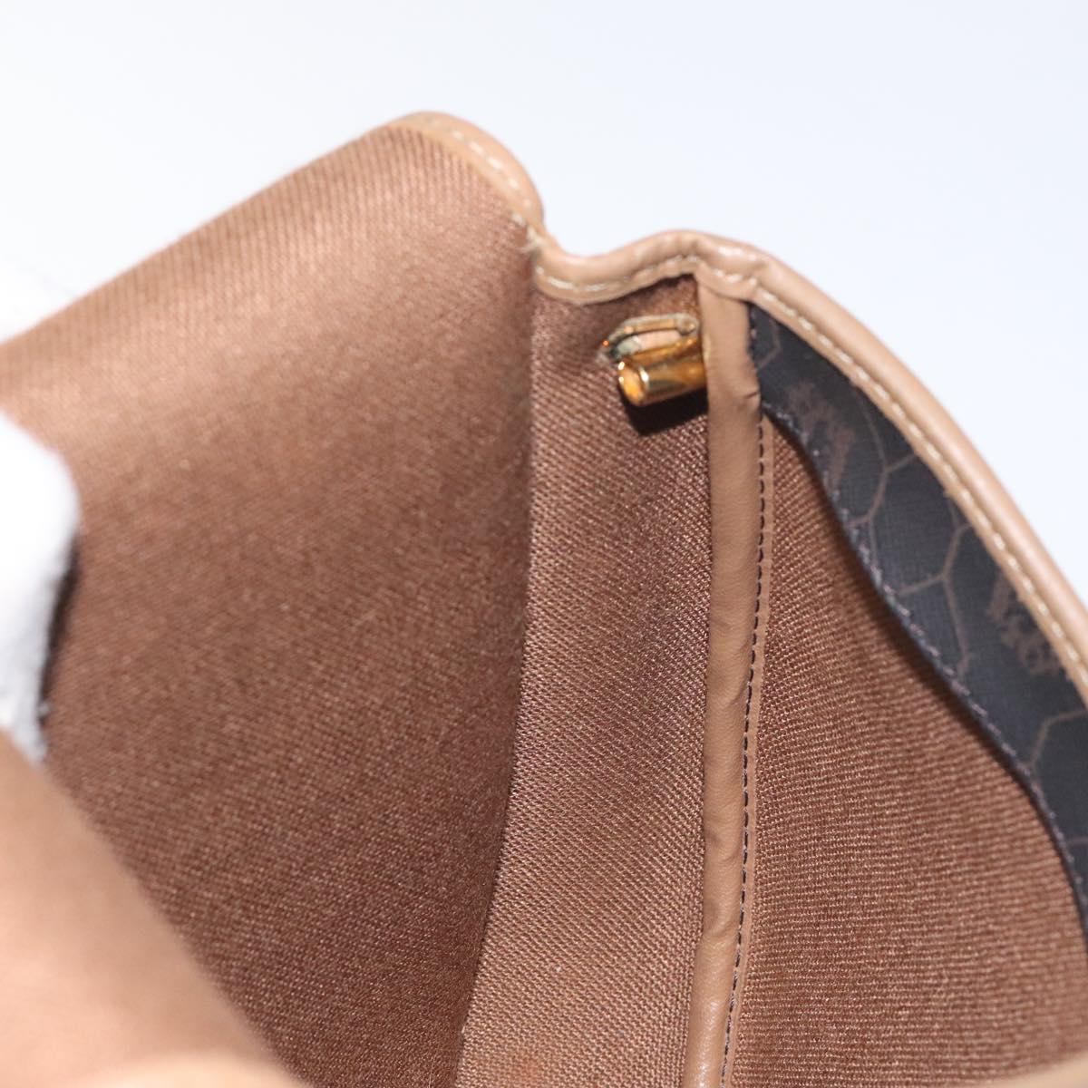 Christian Dior Honeycomb Canvas Shoulder Bag PVC Black Gold Auth 131125