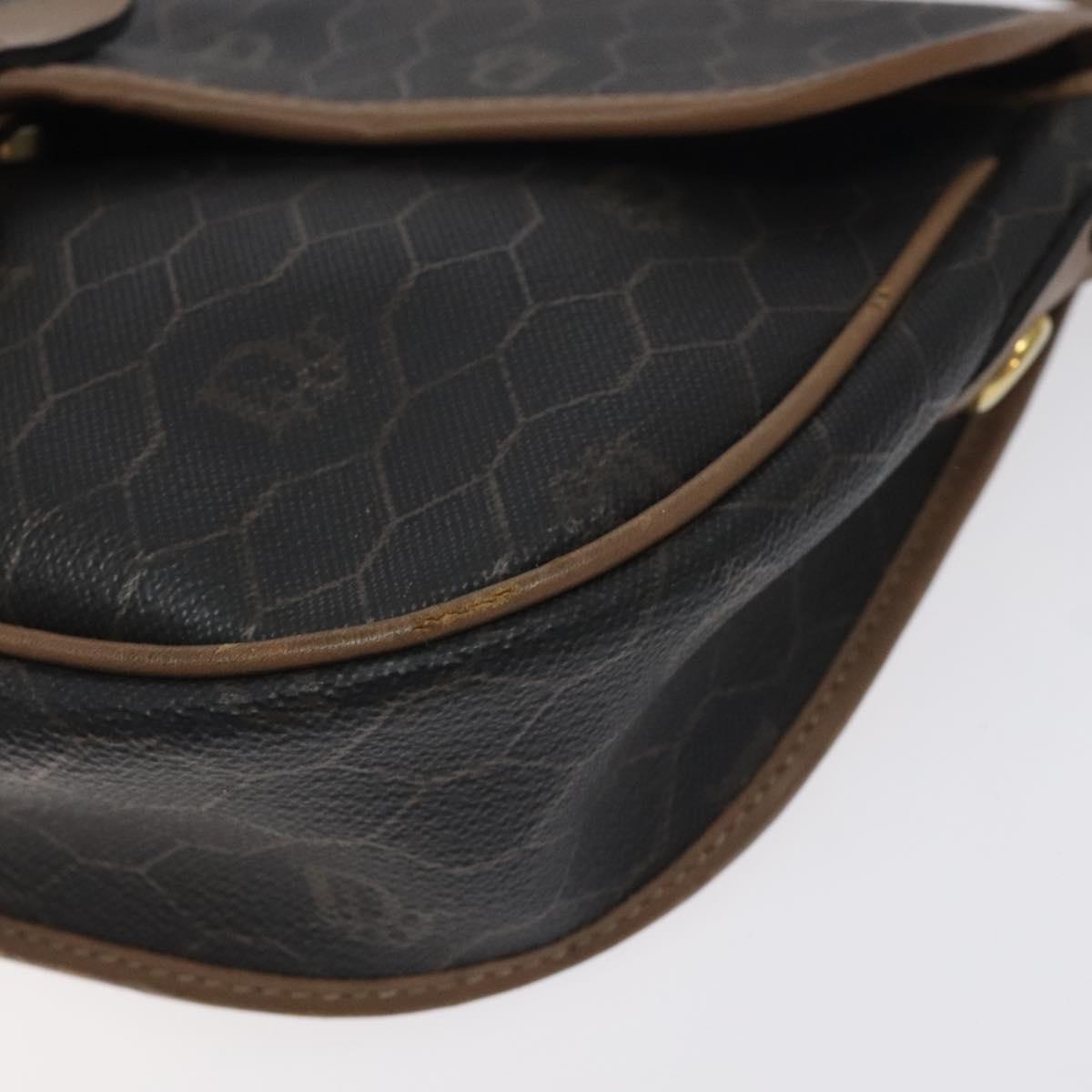 Christian Dior Honeycomb Canvas Shoulder Bag PVC Black Gold Auth 131127
