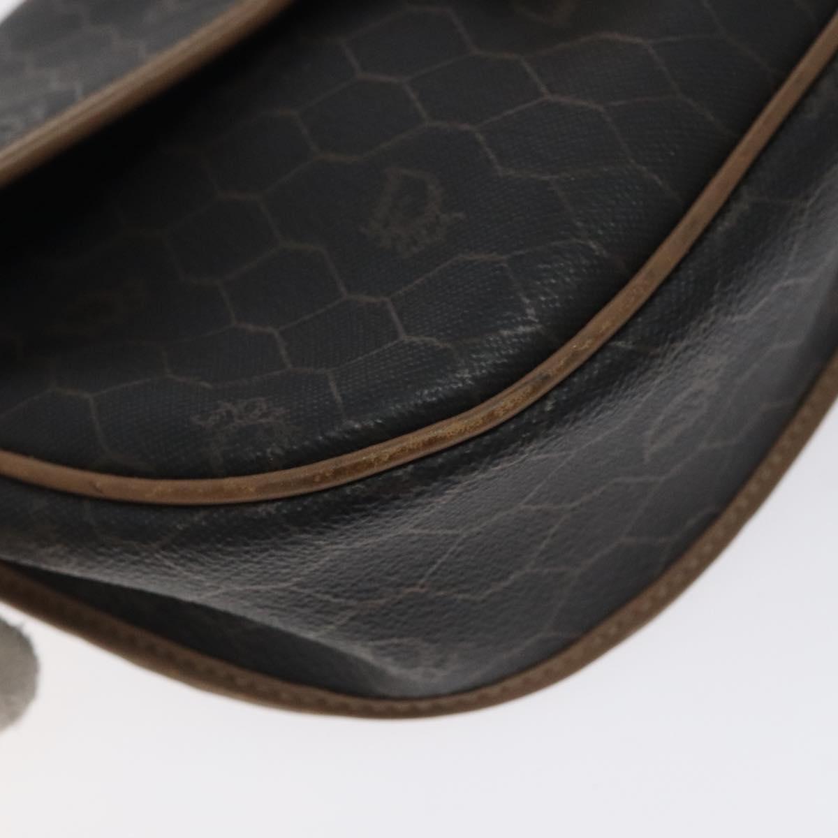Christian Dior Honeycomb Canvas Shoulder Bag PVC Black Gold Auth 131127