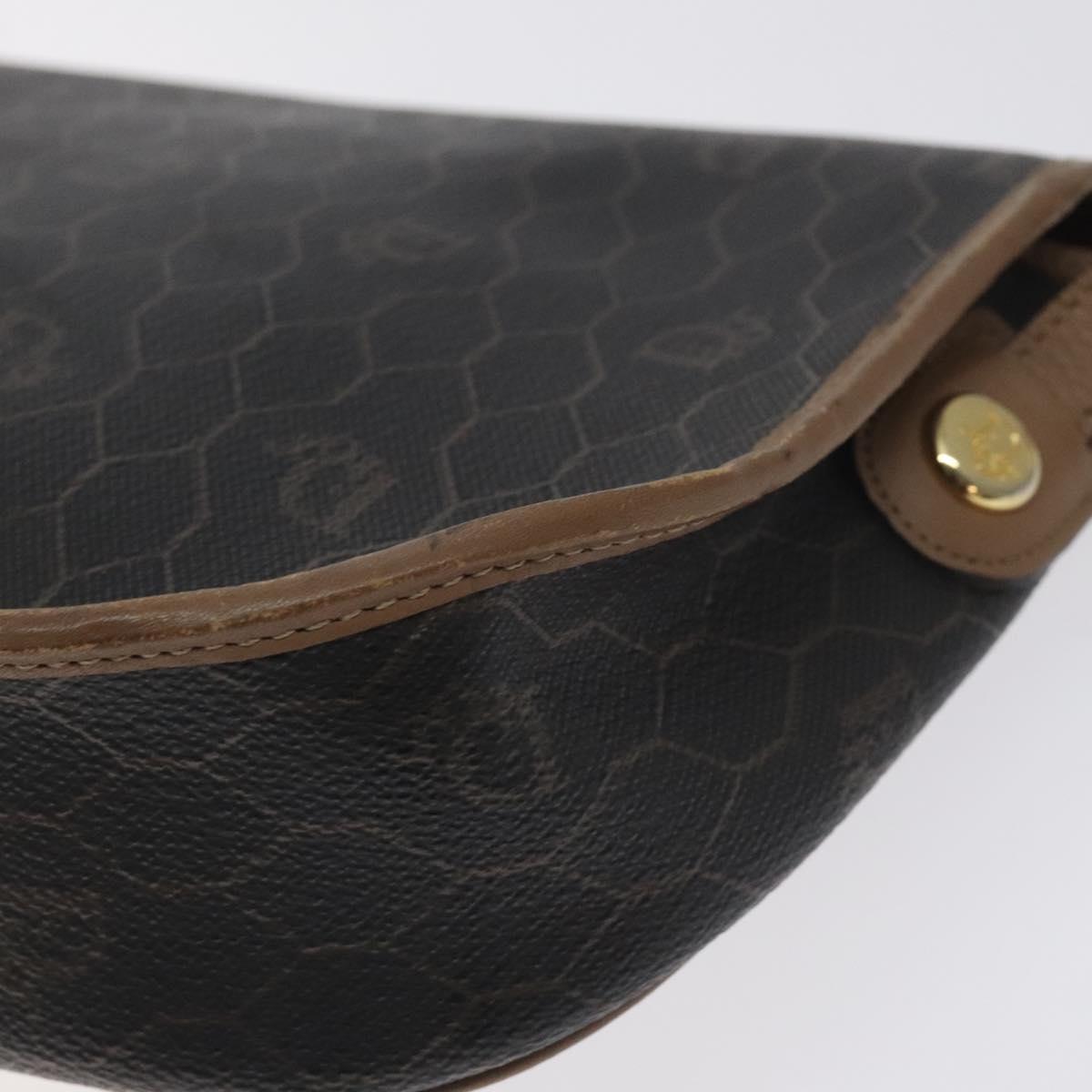 Christian Dior Honeycomb Canvas Shoulder Bag PVC Black Gold Auth 131127