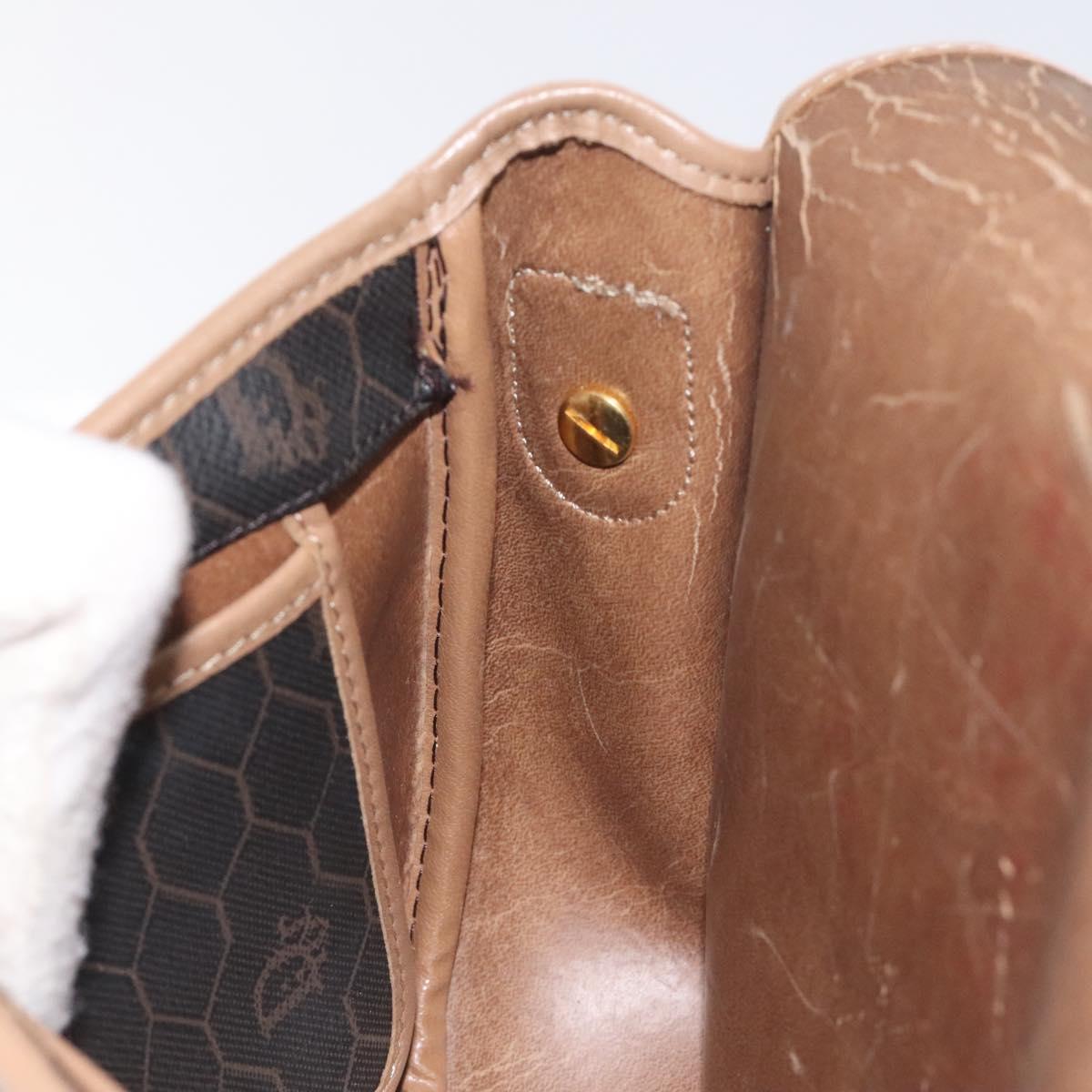 Christian Dior Honeycomb Canvas Shoulder Bag PVC Black Gold Auth 131127