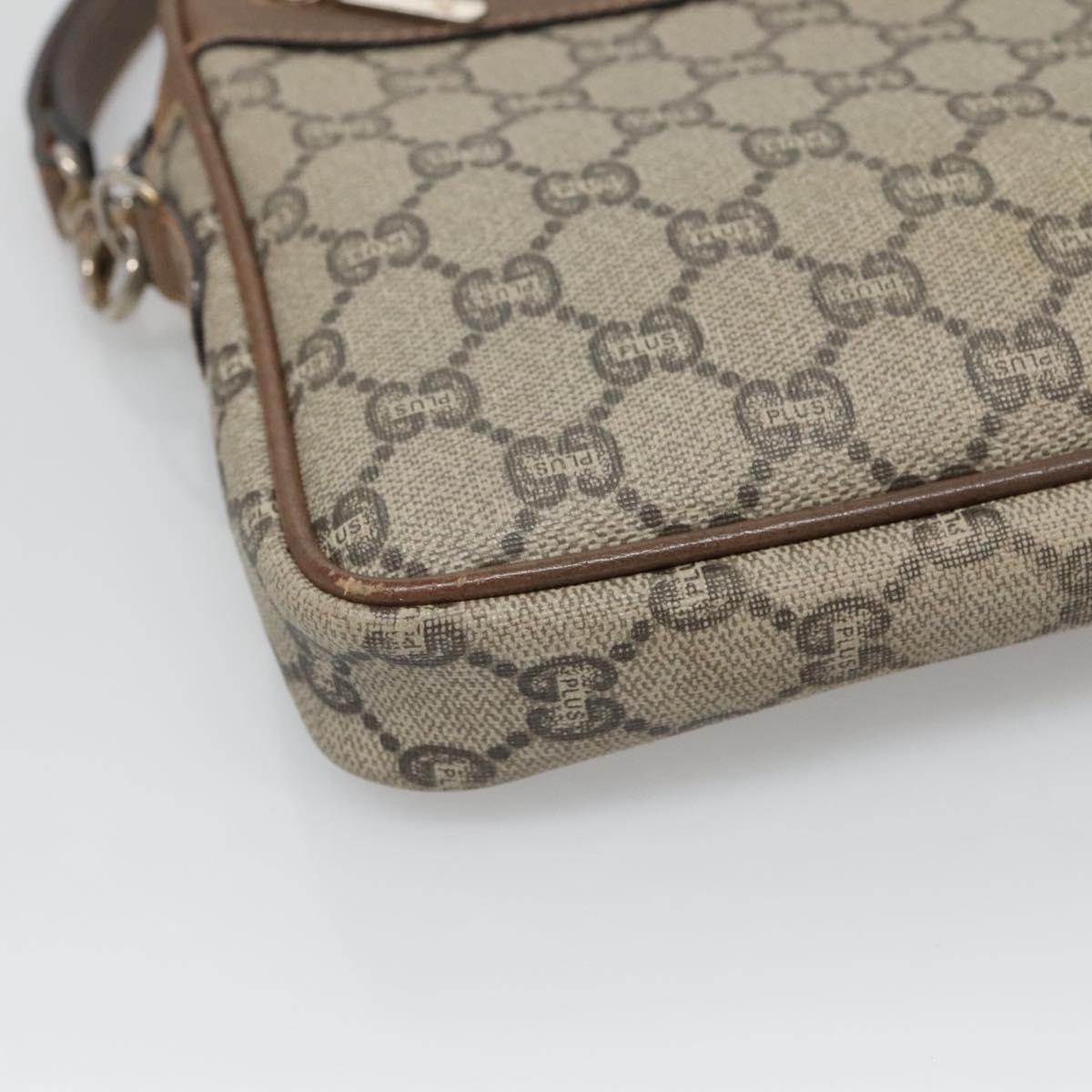 GUCCI GG Plus Supreme Clutch Bag PVC Beige Gold Auth 131128