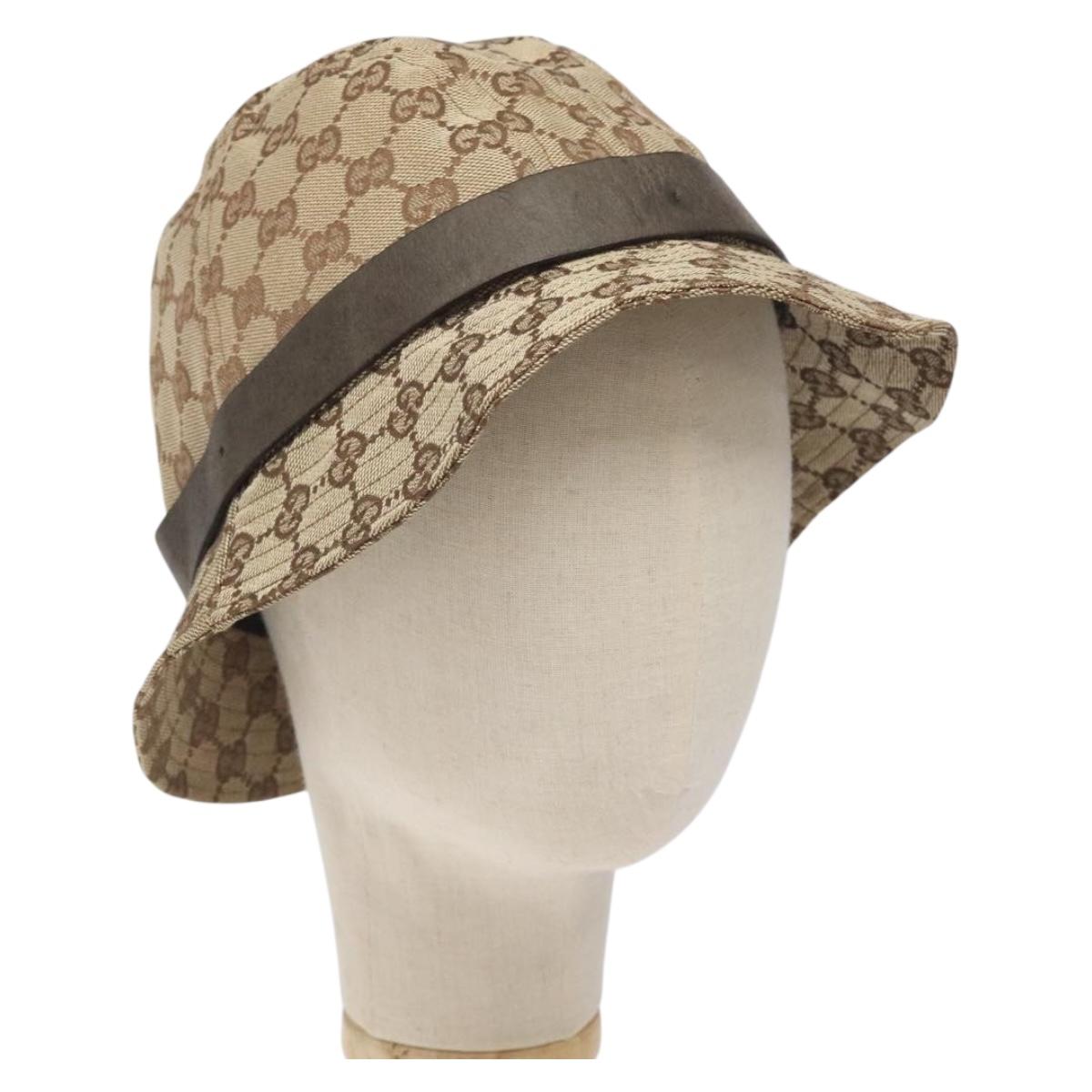GUCCI GG Canvas Bucket Hat L Beige Auth 131132