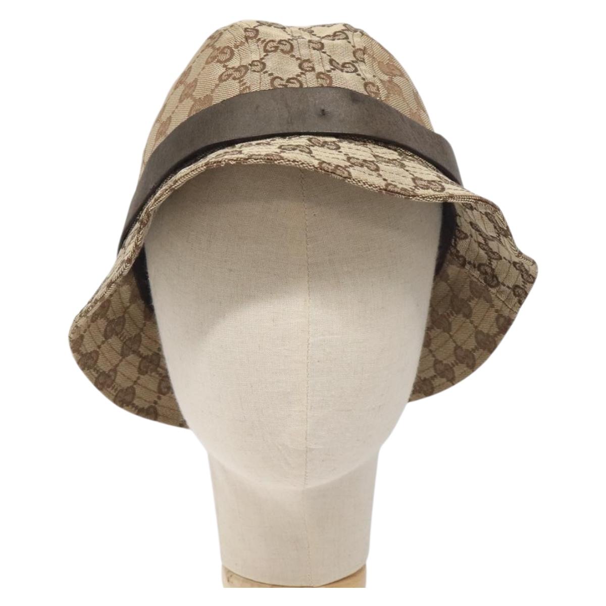 GUCCI GG Canvas Bucket Hat L Beige Auth 131132