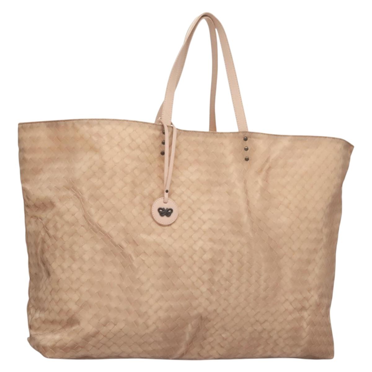 BOTTEGA VENETA Tote Bag Nylon Beige Auth 131133