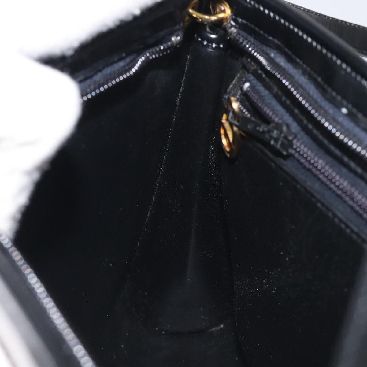 Christian Dior Shoulder Bag Leather Black Gold Auth 131135