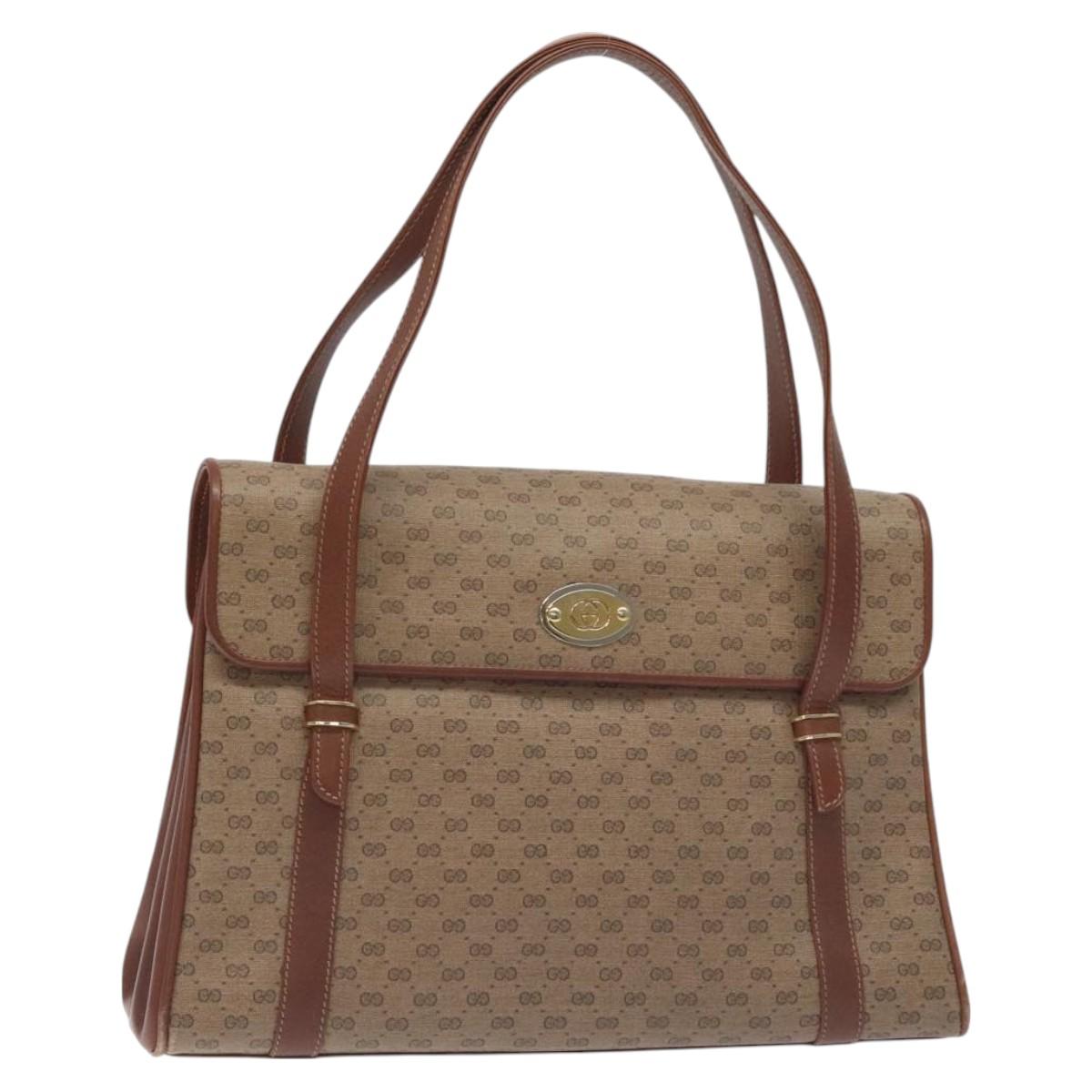 GUCCI Micro GG Supreme Hand Bag PVC Beige Gold 000 46 4857 Auth 131143