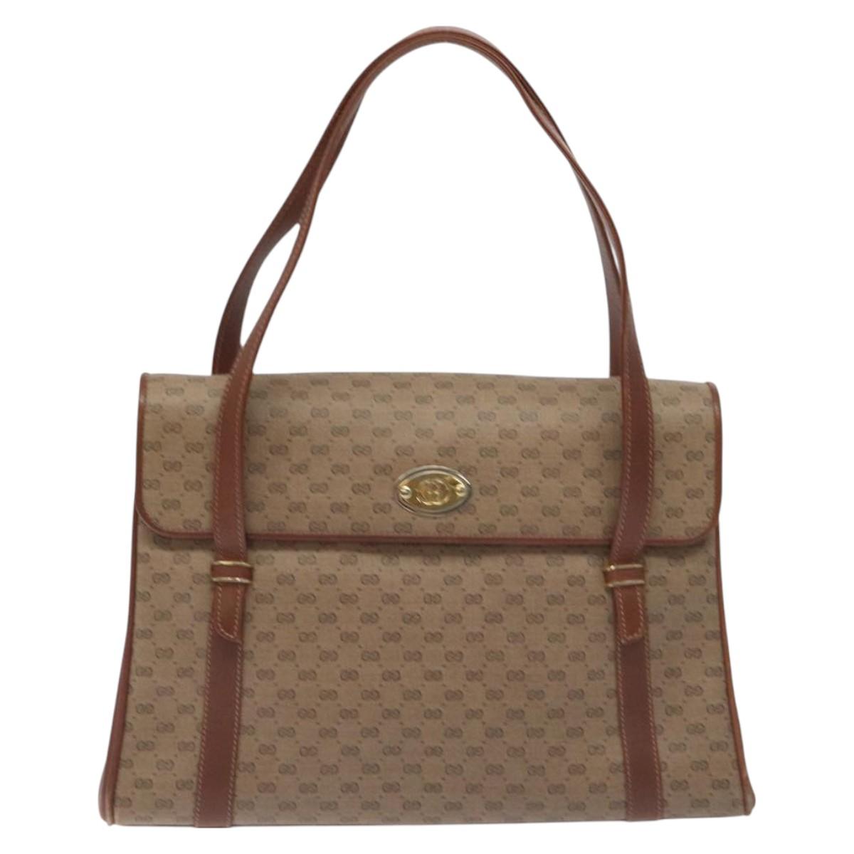 GUCCI Micro GG Supreme Hand Bag PVC Beige Gold 000 46 4857 Auth 131143