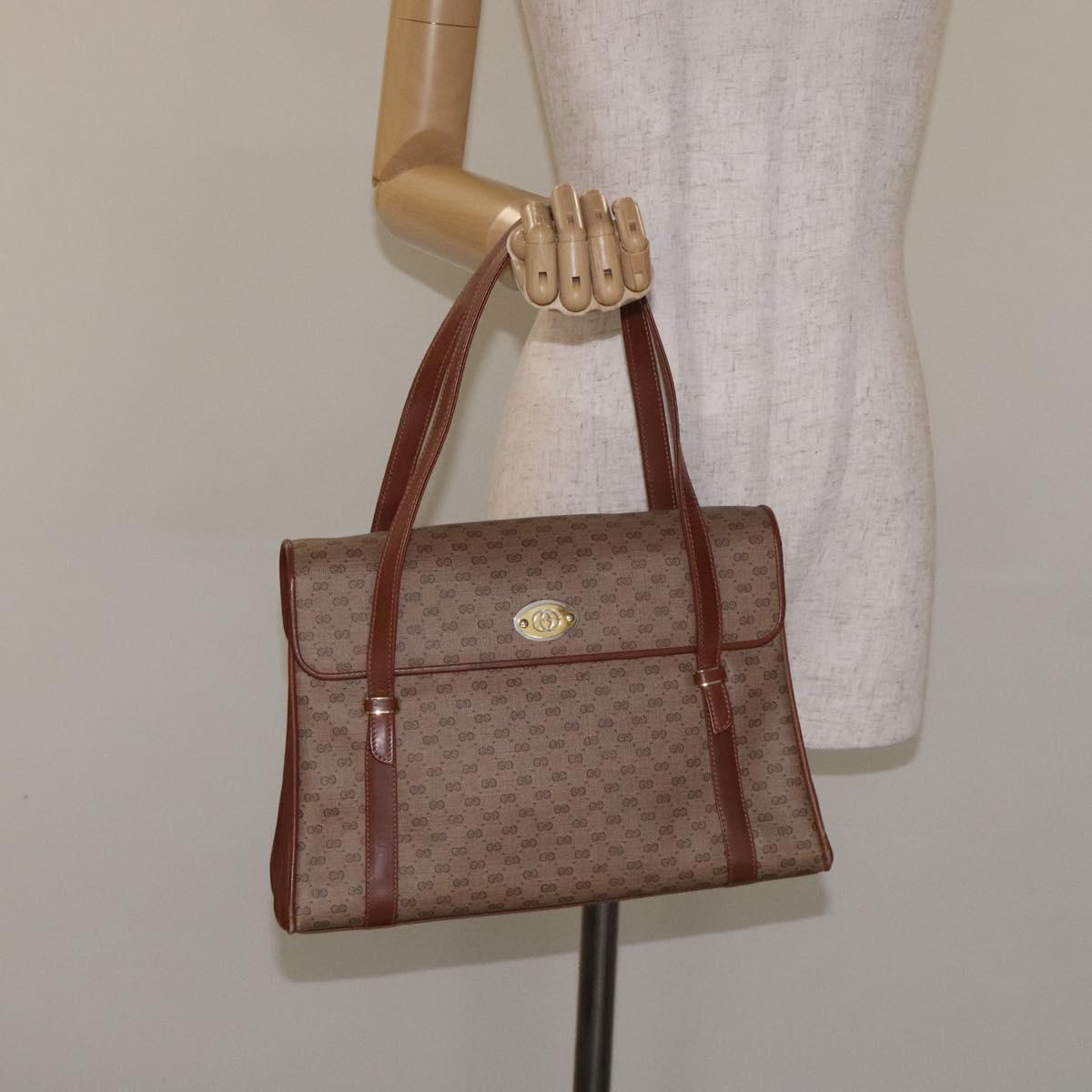 GUCCI Micro GG Supreme Hand Bag PVC Beige Gold 000 46 4857 Auth 131143